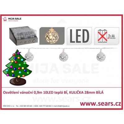 osvětlení vánoční 0,9m 10LED teplá BÍ KULIČKA 28mm BÍ – Hledejceny.cz