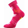Fuski dámské froté ponožky Pruhana klasická výška růžová kočičky