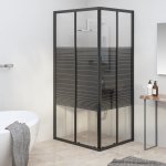zahrada-XL Sprchový kout s pruhovaným vzorem ESG 90 x 70 x 180 cm černý – Hledejceny.cz