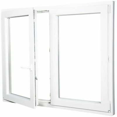 ALUPLAST Plastové okno dvoukřídlé bílé 160x140 Levé, Dvojsklo Ug= 1,1 – Sleviste.cz