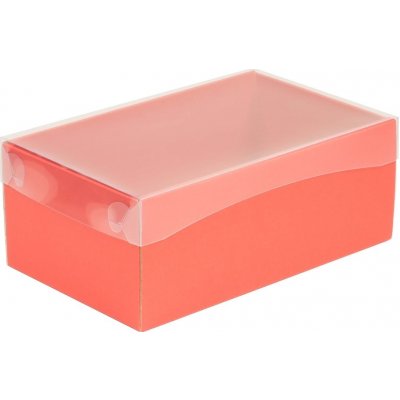 Dárková krabička s průhledným víkem 250x150x100/35 mm, korálová – Zboží Mobilmania