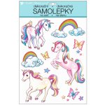 Anděl Samolepky na zeď jednorožci a motýli s glitry 35 x 27 cm 10267 – Sleviste.cz