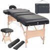 Masážní stůl a židle vidaXL 110157 3zónový skládací masážní stůl a stolička tloušťka 10 cm černé