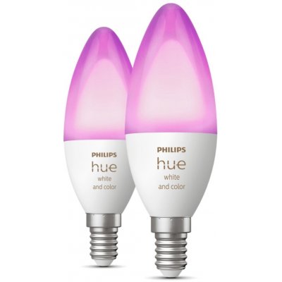 Philips Hue White and Color Ambiance LED žárovka svíčka 470lm E14 RGB 2ks – Hledejceny.cz
