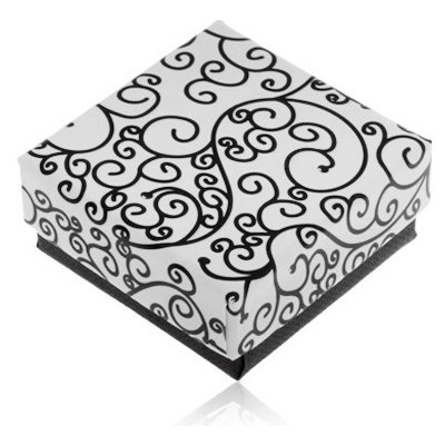 Šperky eshop Dárková krabička v černobílém provedení, potisk se spirálovitými ornamenty U31.02 – Zboží Dáma
