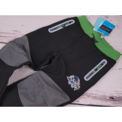 Kugo Funkční softshellové outdoor kalhoty oteplováky černé se zelenou FORMULE