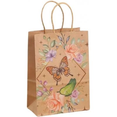 Papírová taška 22x27x11cm Eko, růže s motýly – Zboží Dáma
