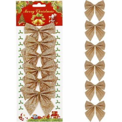 SPRINGOS Vánoční mašle 8x7cm zlaté sada 6ks vánoční dekorace CA1309-XG – Zboží Dáma