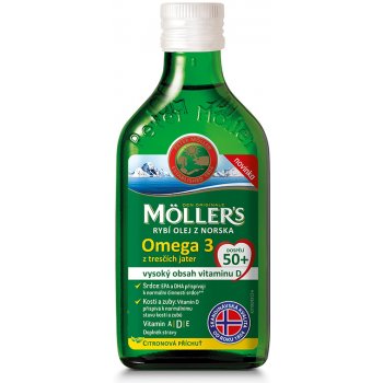 Möller´s Omega 3 50+ olej z tresčích jater s citronovou příchutí 250 ml