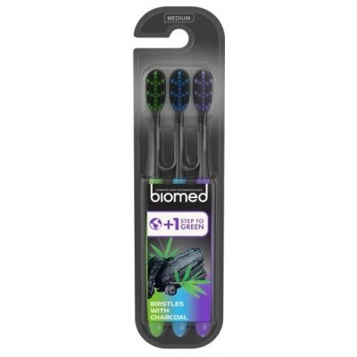 Biomed Black Charcoal Zubní kartáčky Medium 3 ks – Sleviste.cz