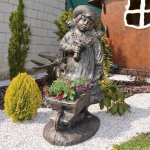 Roto květináč DĚVČÁTKO s trakařem bronzově hnědá /325 x 340 x 880 – Zboží Dáma