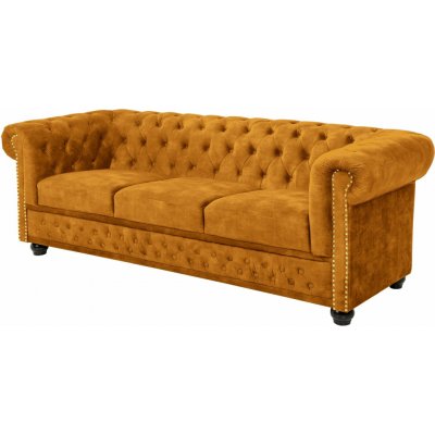 Interior DE Pohovka Chesterfield 3M 205 cm tmavě žlutá samet POH47032 – Zbozi.Blesk.cz