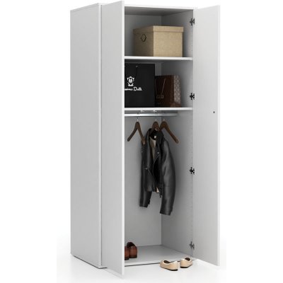 Plan Kancelářská šatní skříň LAYERS, šatní tyč, 800 x 600 x 1905 mm, bílá – Hledejceny.cz