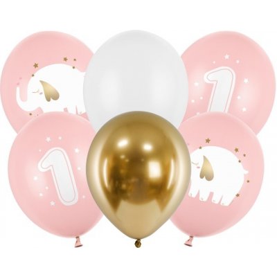Nafukovací balónky 1. narozeniny růžové – Zboží Mobilmania