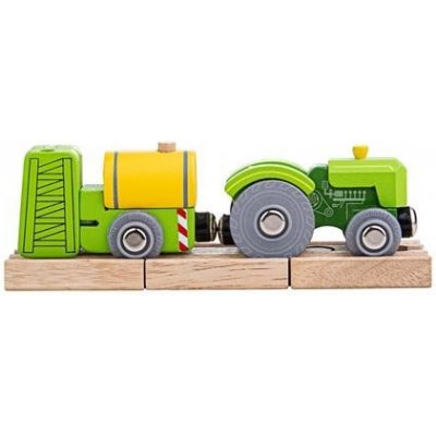 Bigjigs Rail Traktor s vlečkou zelený – Zboží Mobilmania
