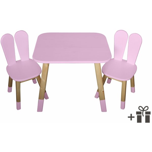 Elisdesign set ho nábytku stoleček 2 x židlička ouška pastelově růžová od 3  999 Kč - Heureka.cz