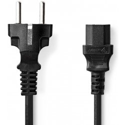 Nedis 230V 3m černý Kabel, napájecí, 230V, přípojný 10A, konektor IEC-320-C13, přímá zástrčka Schuko, 3m, černý CEGP10030BK30