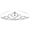 Svatební závoj Camerazar Dekorativní Tiara Diadém s Crystal Crown Ornamentem, cínový drátek, délka 13 cm