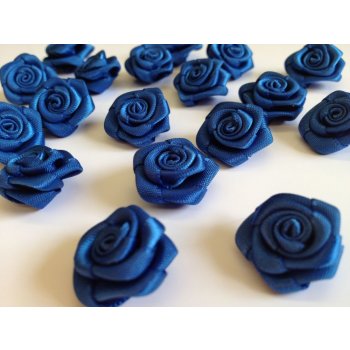 Saténové růžičky modré