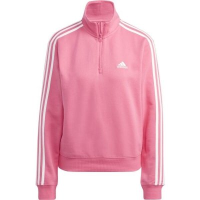 adidas Essentials 3-Stripes Quarter-Zip sweatshirt IC9944 Růžová – Zboží Mobilmania
