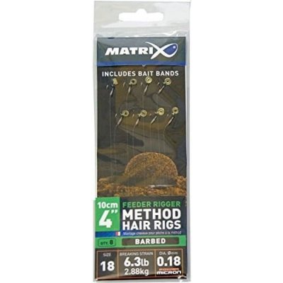 Matrix Hotový Návazec Feeder Riggers Hair Rigs 10 cm 0,18 mm 2,88 kg 8 ks – Zbozi.Blesk.cz