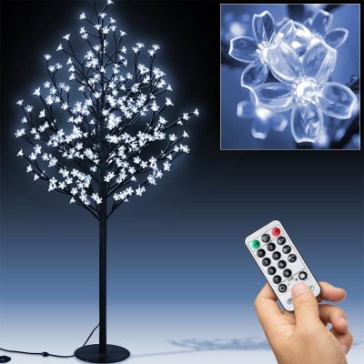 FurniGO Svítící strom třešeň 220 cm bílá studená – Zboží Mobilmania