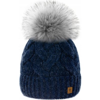 Fashionweek dámská čepice vlněn s bambulí Wool Vlna Tmave modry – Zboží Mobilmania