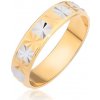 Prsteny Šperky eshop lesklý prsten zlaté a stříbrné obdélníky s diamantovým řezem BB08.09
