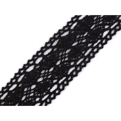 Bavlněná krajka / vsadka paličkovaná šíře 40 mm, střední, 6 černá – Sleviste.cz