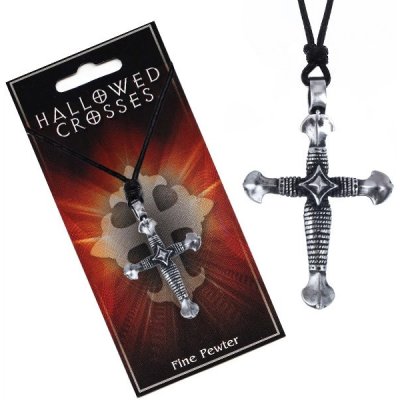 Šperky eshop Černá šňůrka na krk s kovovým přívěskem ovinutého kříže AC1.11 – Zboží Mobilmania