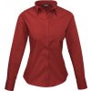 Dámská košile Premier Workwear dámská popelínová košile s dlouhým rukávem červená vínová