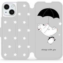 Mobiwear flip Apple iPhone 15 - MH08P Méďa a tučňák - always with you