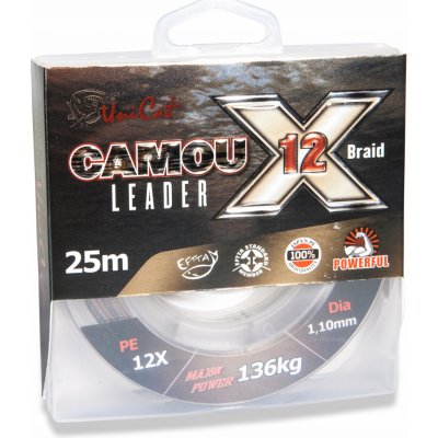 Uni Cat šňůra na návazce Camou X-12 Leader 12X 25m 1,1mm 136kg – Zboží Dáma