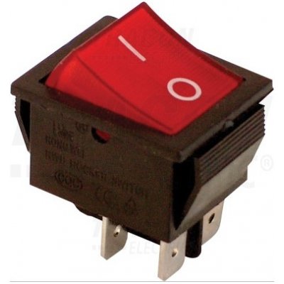 Tracon electric Kolébkový vypínač ON-OFF 2-poloh., červený – Sleviste.cz