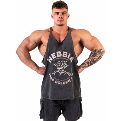 Nebbia Washed muscle back stringer Golden age černé – Hledejceny.cz