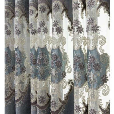 Žinylkový závěs se zavěšením grommet top - Šedý se vzorem, 200 x 250 cm – Hledejceny.cz