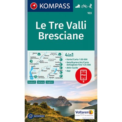 Kompass 103 Le Tre Valli Bresciane 1:50 000 turistická mapa