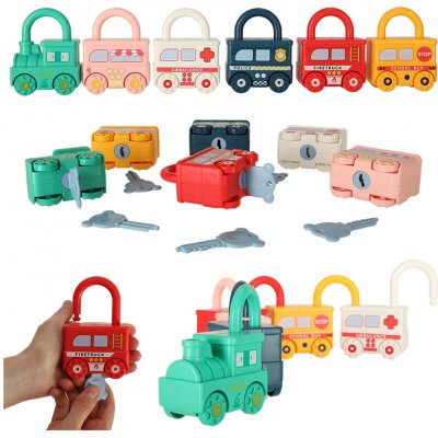 KIK KX4615 Montessori hračka autíčka s visacími zámky – Zboží Dáma