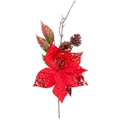 MagicHome Vánoční větvička s květem poinsettie červená 22 cm – Hledejceny.cz