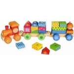 Bino Vlak s domečky dřevo 21 dílků – Zboží Dáma