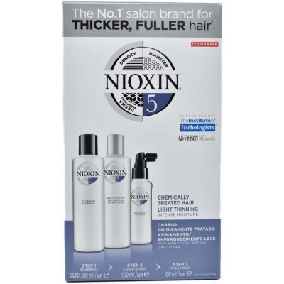 Nioxin System 5 sada šampon System 5 Cleanser Shampoo 300 ml + kondicionér System 5 Revitalising Conditioner 300 ml + vlasová péče System 5 Scalp & Hair Treatment 100 ml pro ženy – Zbozi.Blesk.cz