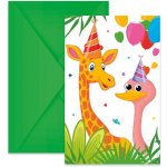 Můjrendlík Papírové party pozvánky s obálkou 9x14cm džungle – Zboží Dáma