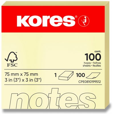 Kores samolepicí bloček 75 x 75 mm, 100 listů – Hledejceny.cz