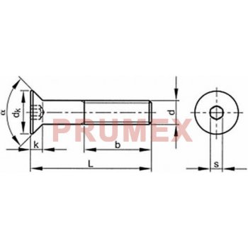 Šroub zápustný inbus DIN 7991 M12x45-10.9