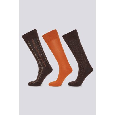 Gant ponožky D2. CHECK SOCKS 3-PACK GIFT BOX hnědá