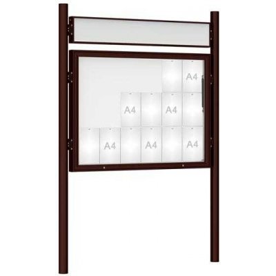 PROCITY Venkovní vitrína model 1000 18 x A4, hnědá, včetně sloupků a záhlaví | Zboží Auto