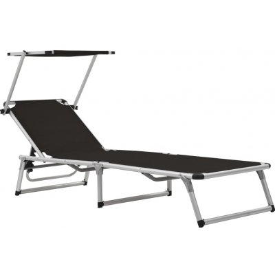 vidaXL lehátka se stříškou 2ks hliník textilen černá 312458 – Hledejceny.cz