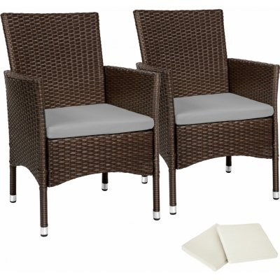 tectake 404550 2 zahradní židle ratanové vč. 4 povlaků - hnědá/béžová – Hledejceny.cz