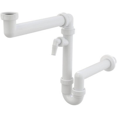 Alcadrain Prostorově úsporný dřezový sifon s přípojkou a převlečnou maticí 6/4" A872P – Zboží Mobilmania