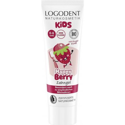 Logodent KIDS HAPPY BERRY zubní gel Bio Jahoda 0-6 let bez fluoridu, 75 ml – Hledejceny.cz